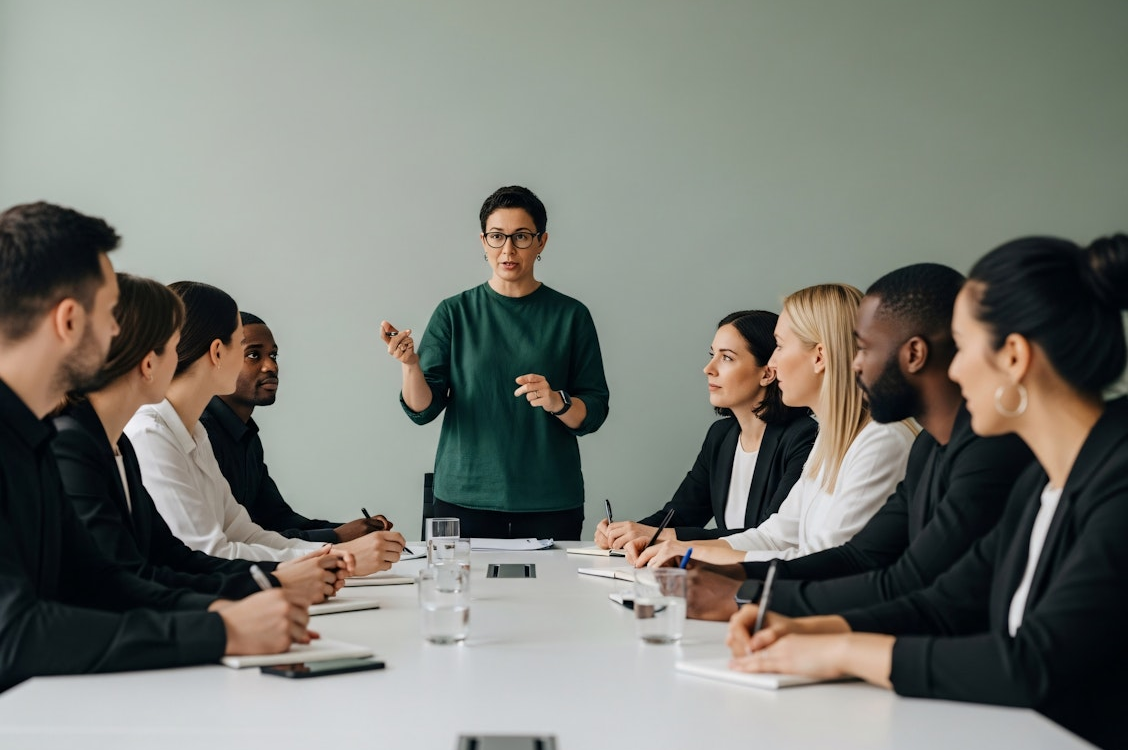 IT staffing consultation meeting in a modern office